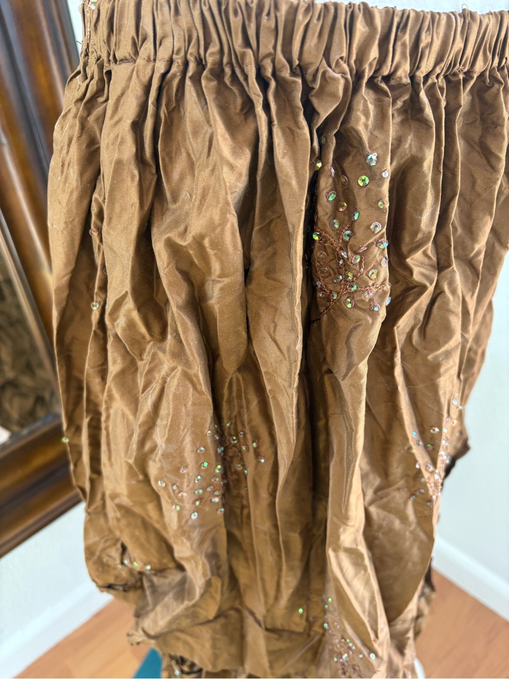 Embellished Brown Maxi Skirt with Elastic Waist - Picture 4 of 6
